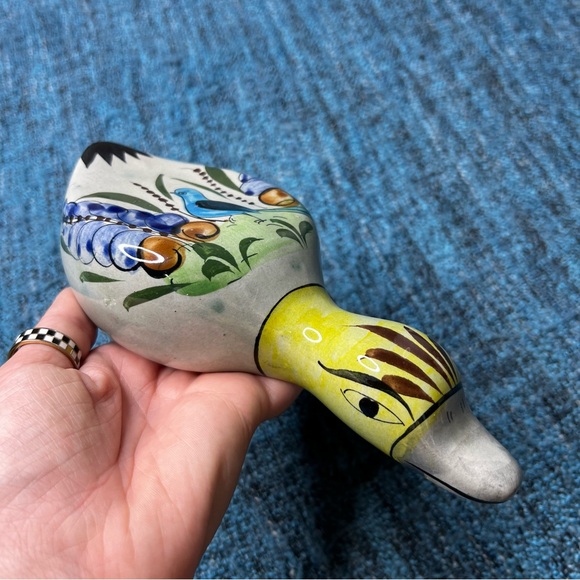 Vintage Mexican Tonala Pottery Signed Mexico Ceramic Duck Hand Painted - Picture 4 of 8